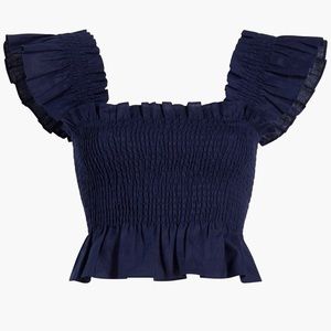 Hill House Paz Crop in Navy Linen Size Small